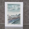 Little Red Tractor. Blank Card. Original Watercolour. 260137