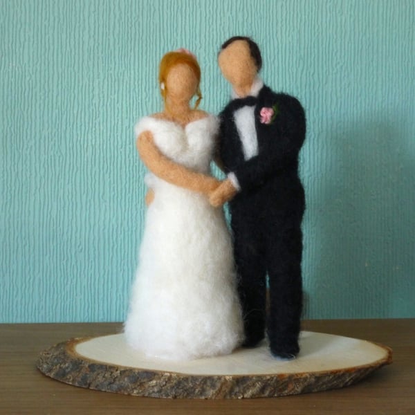 Custom made Needle felted Wedding Couple Figure