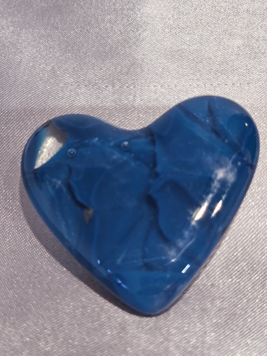 Fused Glass Pocket Heart - blue
