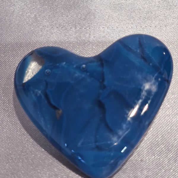 Fused Glass Pocket Heart - blue