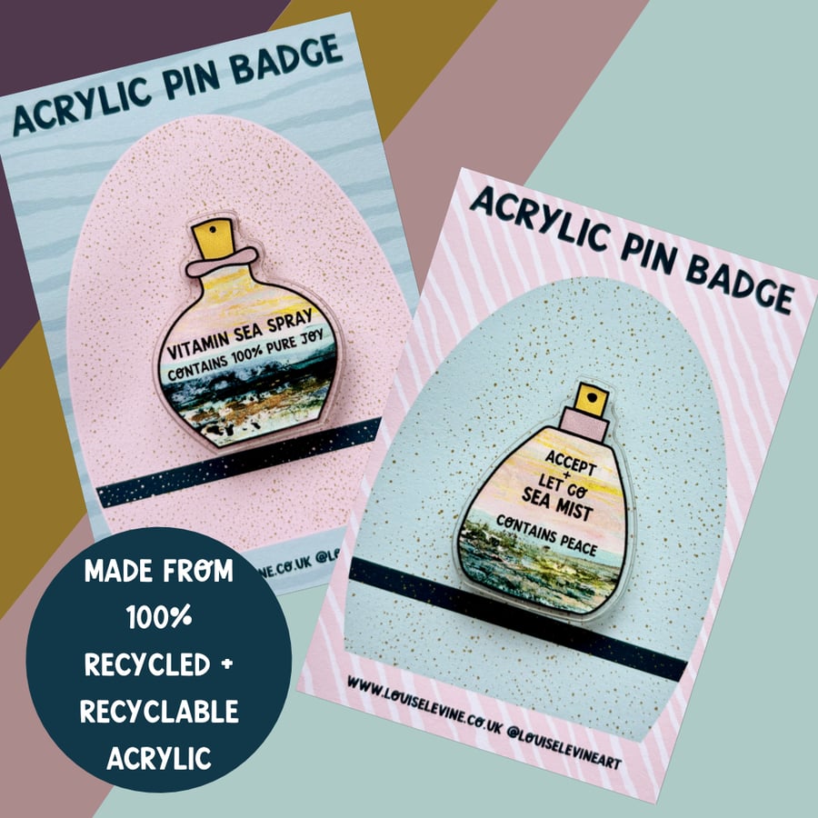 ‘Vitamin Sea’ & ‘Accept & Let Go’ Seascape Pin Badges