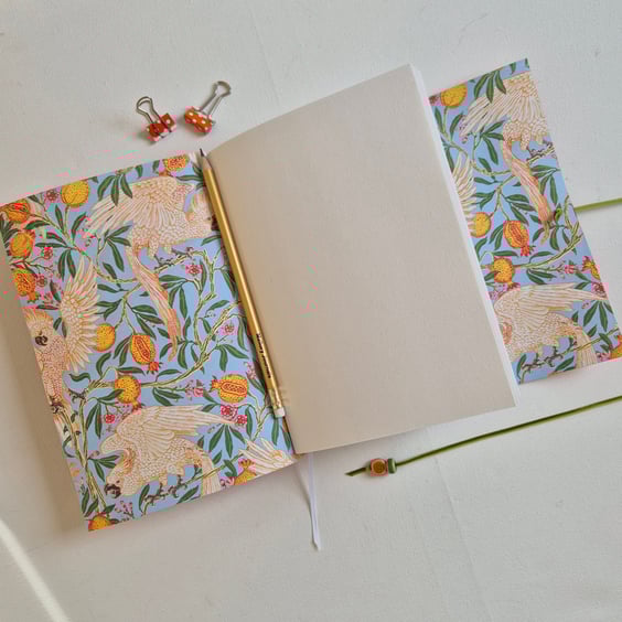 Orange Leather Cockatoo and Pomegranate Journal or Sketchbook, A5 size