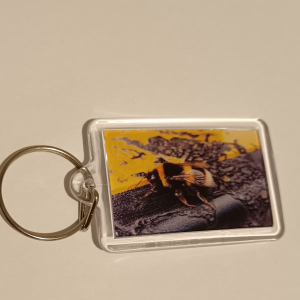 Bumblebee themed rectangular photography keyring