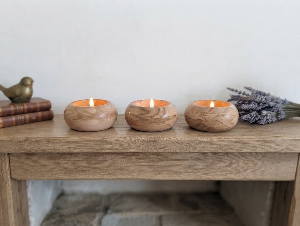 Terracotta-Inspired Eco-Resin Set of 3 Tealight Holders