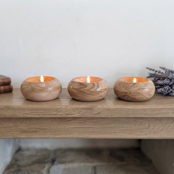 Terracotta-Inspired Eco-Resin Set of 3 Tealight Holders