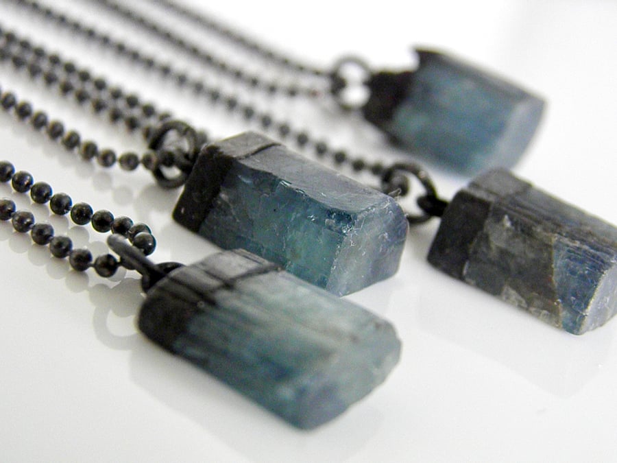 Raw Kyanite Silver Necklace