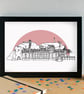 Aberystwyth Landmarks Skyline Art Print - Image 1