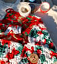 Christmas pouch, Small cotton crochet hand stitched lined pouch for small items - Image 6
