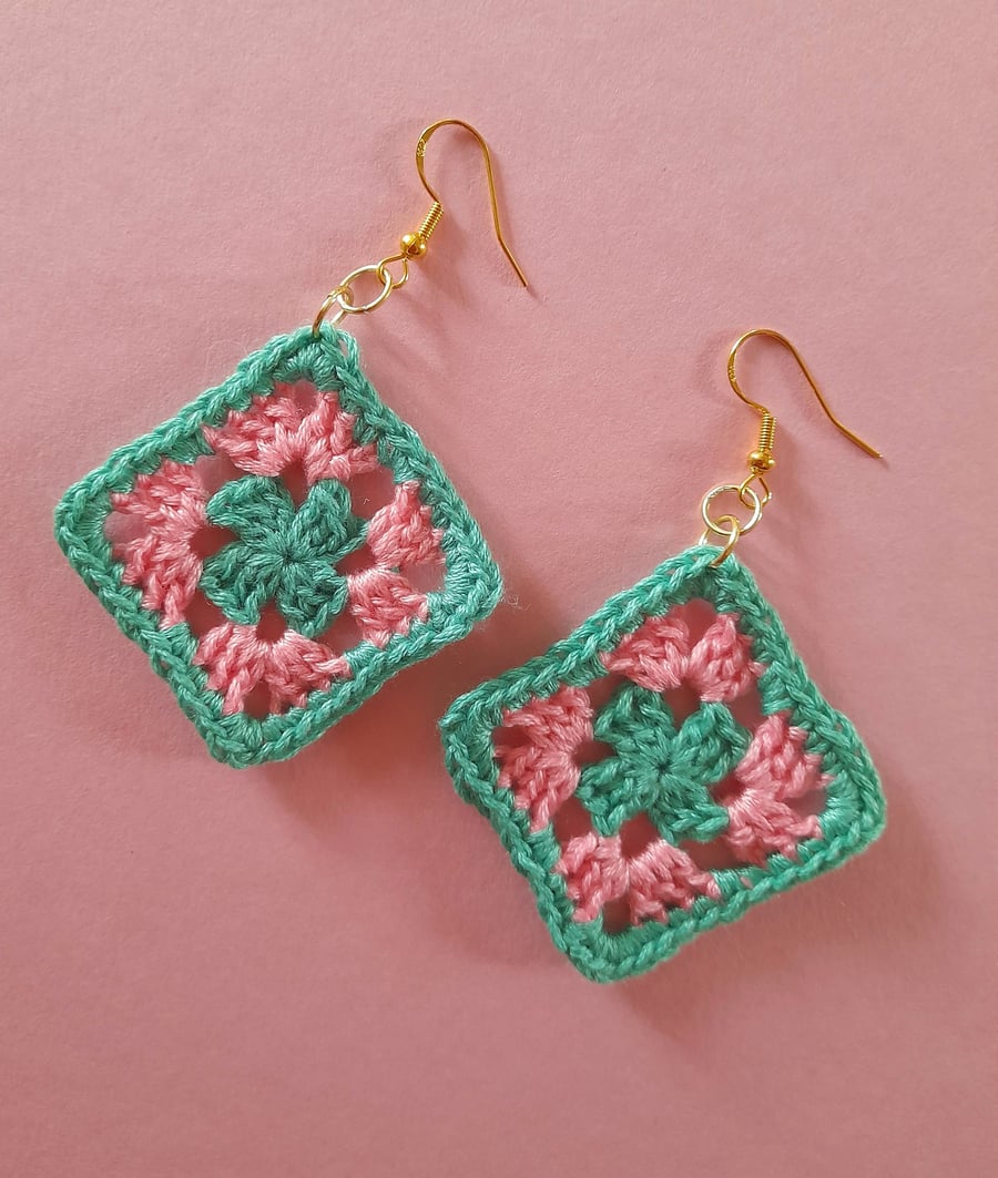 Crochet Grannny Square earrings