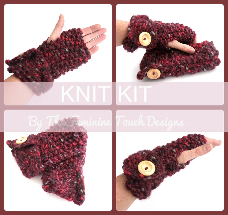 Super Chunky Gloves Knitting KIt