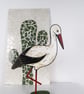 Stork ornament, hand painted wooden bird statue, bird decoration. - Image 1
