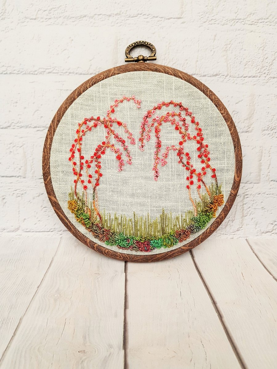 Weeping Blossom Wildflower Embroidery Hoop, Flower Embroidery