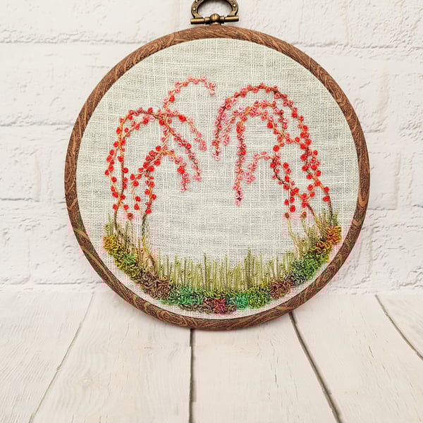 Weeping Blossom Wildflower Embroidery Hoop, Flower Embroidery