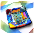 Patchwork Dichroic Treasure Fused Glass Trinket Dish 012 8cm 
