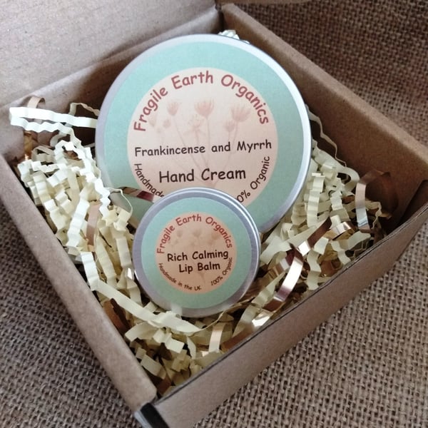 Frankincense and Myrrh Hand Cream and Lip Balm Gift Set