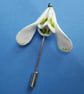 SNOWDROP LAPEL FLOWER PIN White Spring Wedding Corsage HANDMADE HAND PAINTED  - Image 5