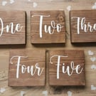 Personalised Wooden Wedding Table Number Freestanding signs Wedding 