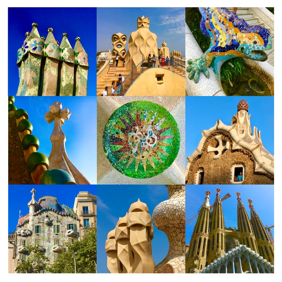 ‘Gaudi Barcelona’ signed square mounted print 30 x 30cm FREE DELI