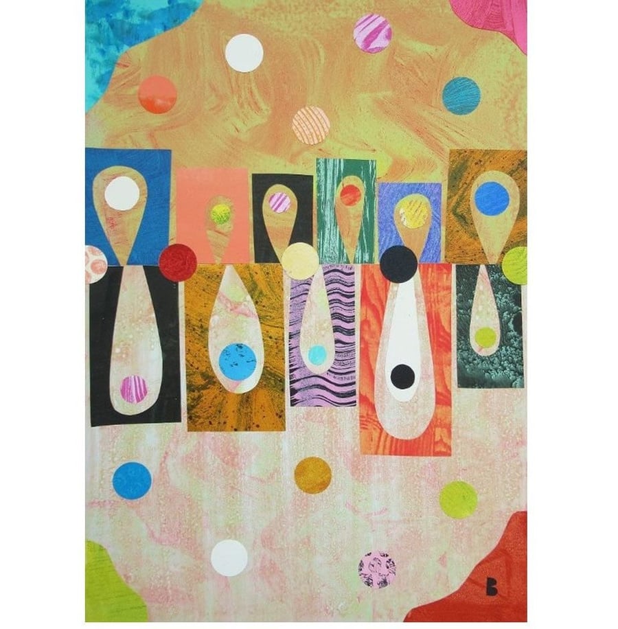 Geometric Wall Art Retro Vintage Style Abstract Painting Mid Century Modern