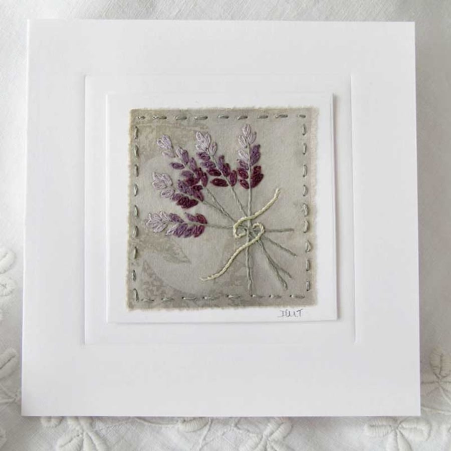 ECO PRINT EMBROIDERED CARD LAVENDER