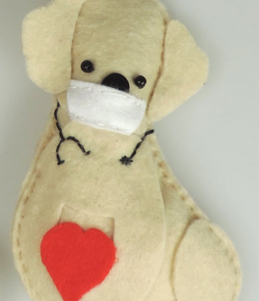Doctor or Nurse Dog Felt Hanging, Labrador Puppy. Christmas decoration,