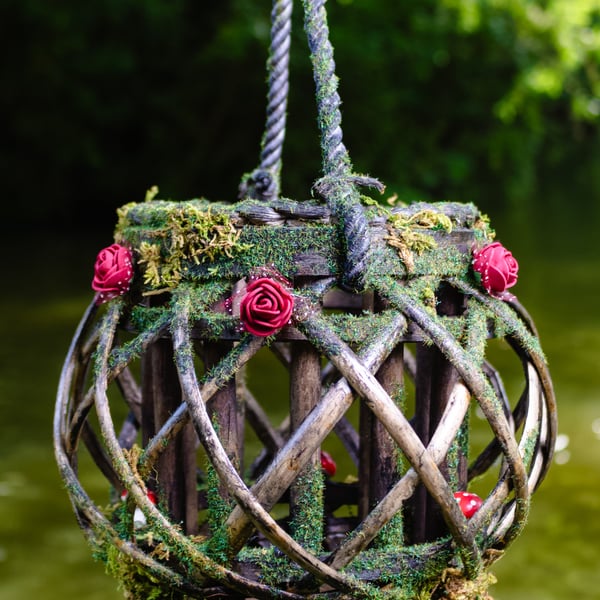 Bespoke decorated willow lanterns with LED candle
