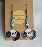 Cat and Skull Charm Earrings  - Star beads