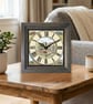 Vintage Style Farmyard & Tractor Scene Square Wooden Wall Clock -Handmade 8x8"