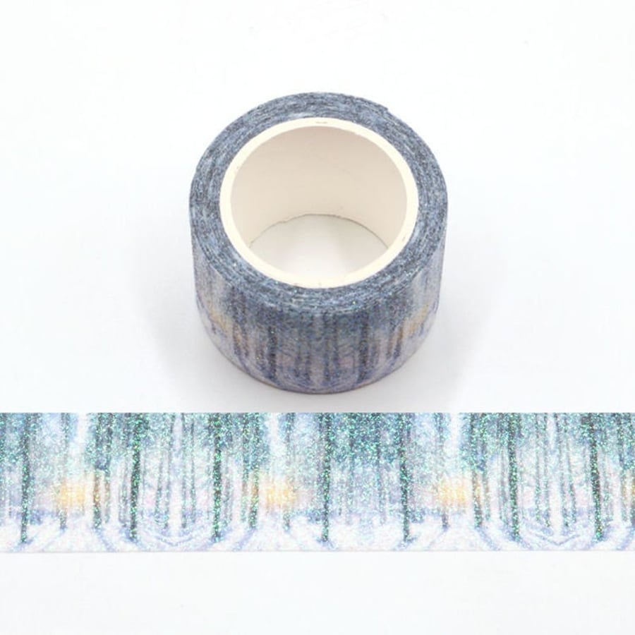 2 Rolls The Snow Forest Theme Glitter Sparkle Washi Tape Sparkly 30mm Wide x 3 M