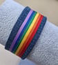 Upcycled Denim Rainbow LGBT Pride Wristband Cuff Bracelet - Free Postage - Image 8