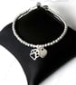 Sterling Silver Paw and Personalised Heart Charm Bead Bracelet, Adjustable  - Image 3