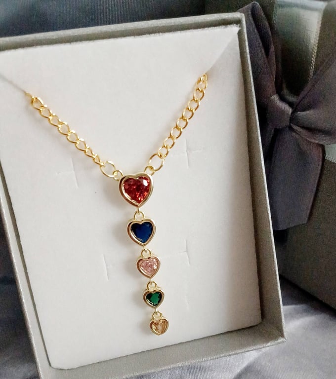 Gold Tone Heart Drop Pendant Necklace