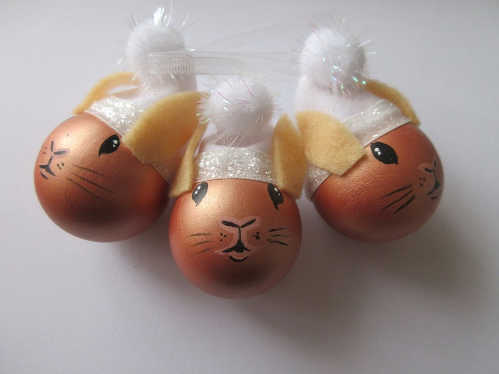 Bunny Bauble Christmas Tree Hanging Decoration Rabbit Head Beautiful Bundle