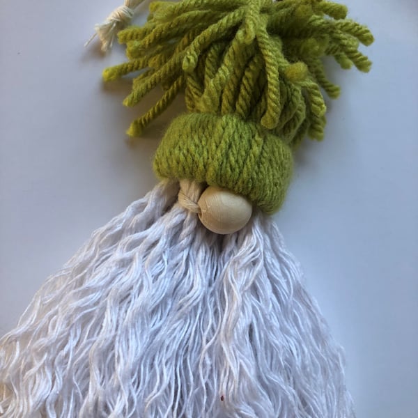 Gregory the Festive Hanging Gnome with Green Hat and Red Bell