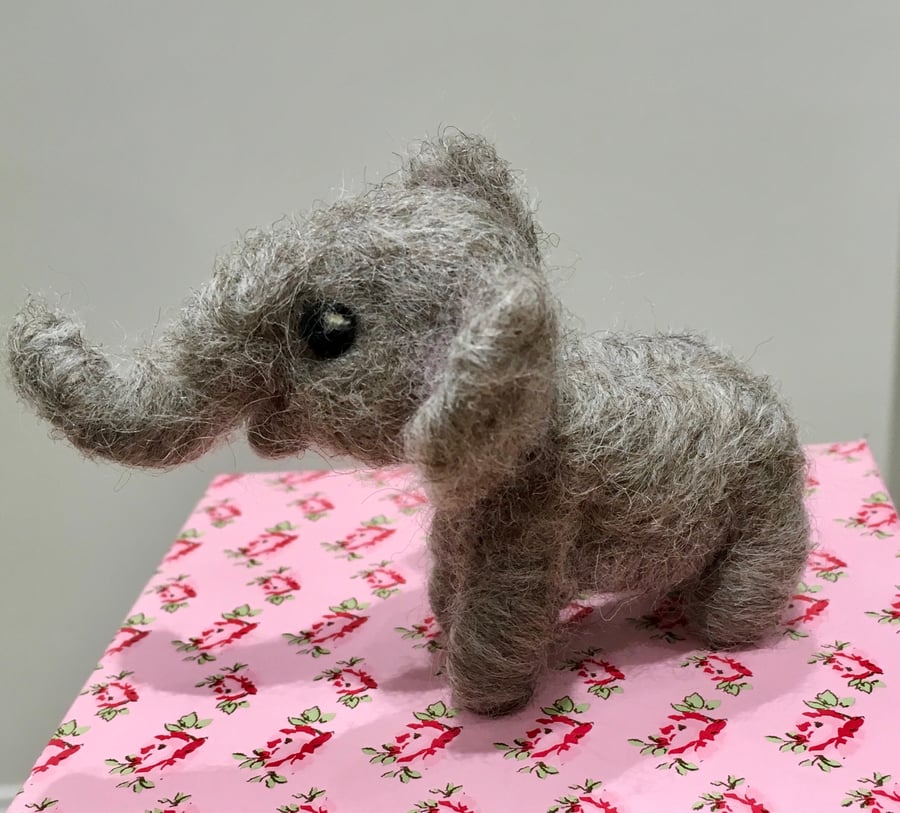 Elephant needlefelted sculpture wildlife portrait animal gift