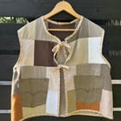 Patchwork denim waistcoat - Neutral tones - Upcycled 
