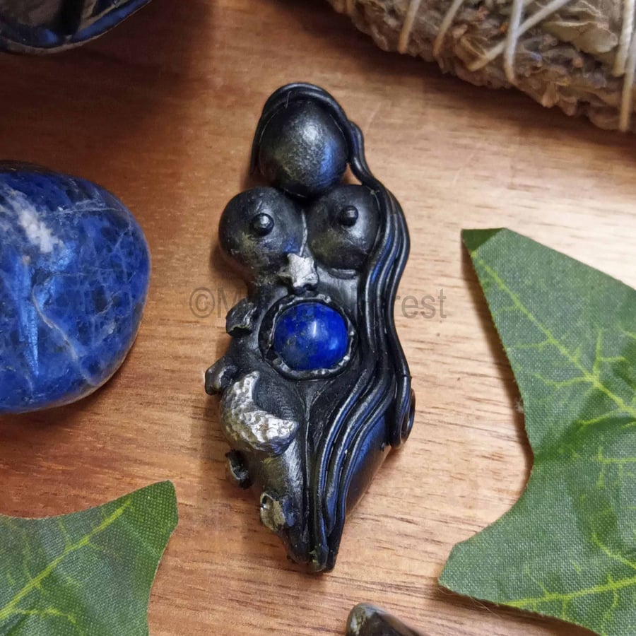 Altar Goddess Nyx, Goddess of the Night. Handmade Pagan Altar Decoration Witch