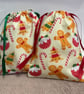 Small Christmas themed cotton drawstring pouch bag - Image 2