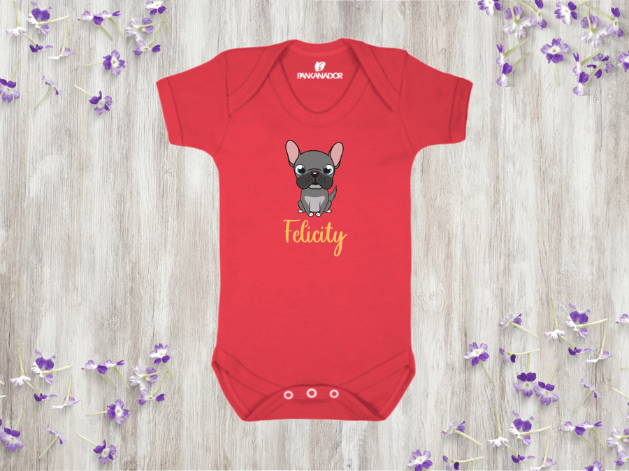 Cute Pug Baby Bodysuit – Personalised Dog Baby Vest With Name