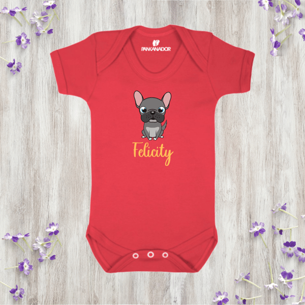 Cute Pug Baby Bodysuit – Personalised Dog Baby Vest With Name