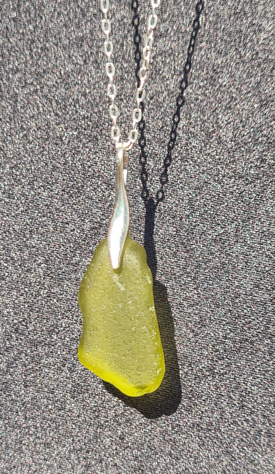 Yellow sea glass pendant 