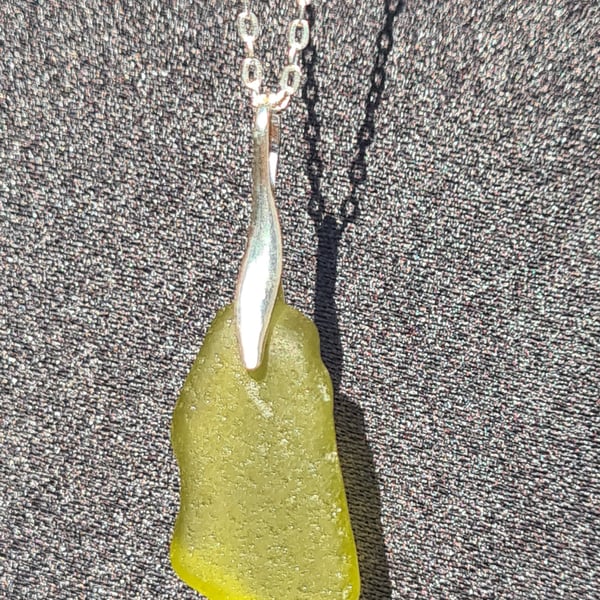 Yellow sea glass pendant 