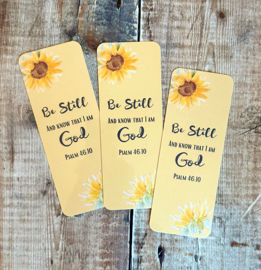 Christian laminated bookmarks Psalm 46:10 glossy set of 3