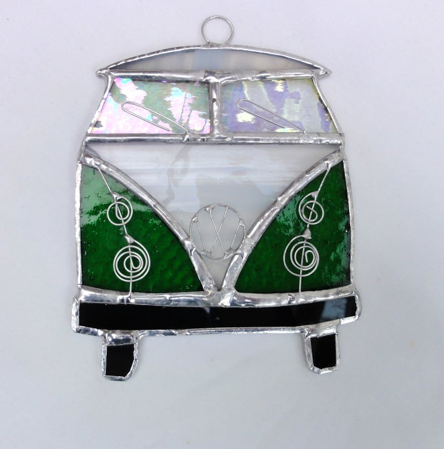 Stained Glass Camper Van Suncatcher - Green 