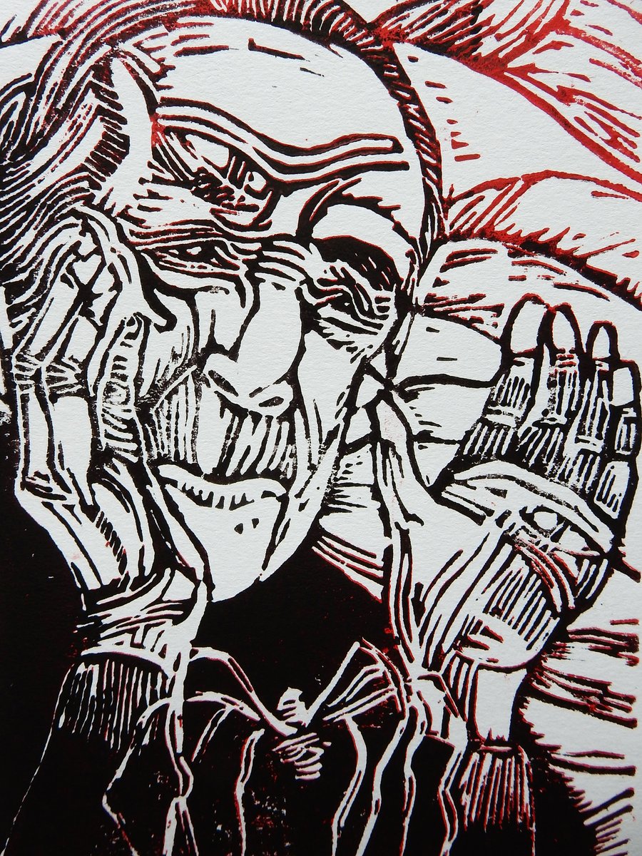 Portrait of Louise Bourgeois Original Hand Pressed Linocut Print Limited Edition