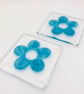 Boxed Set of 2 Fused Glass Coasters - Bubbly Flower Design - Image 1