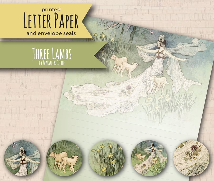 Letter Writing Paper Warwick Goble's The Three Lambs, notepaper, thank you notes