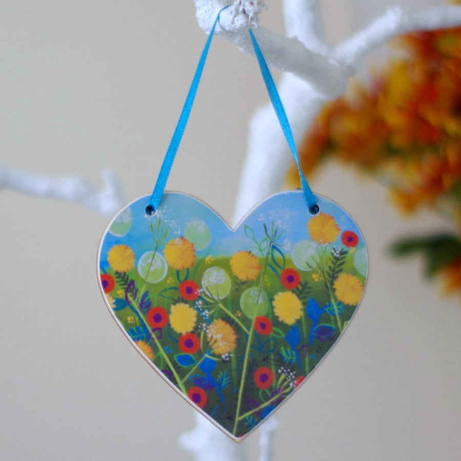 Dandelions Hanging Decoration, Summer Spring Hanging Heart 