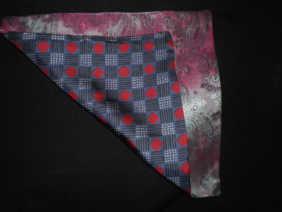 Pure silk reversible pocket square 25x25cm free shipping