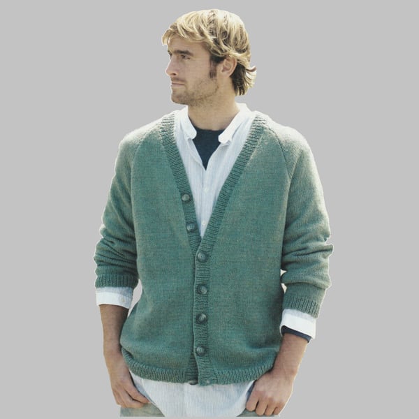 VINTAGE KNITTING PATTERN PDF Mans Classic Cardigan